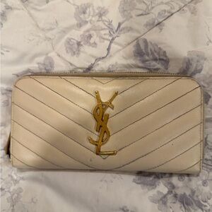 Yves Saint Laurent Beige Chevron Wallet